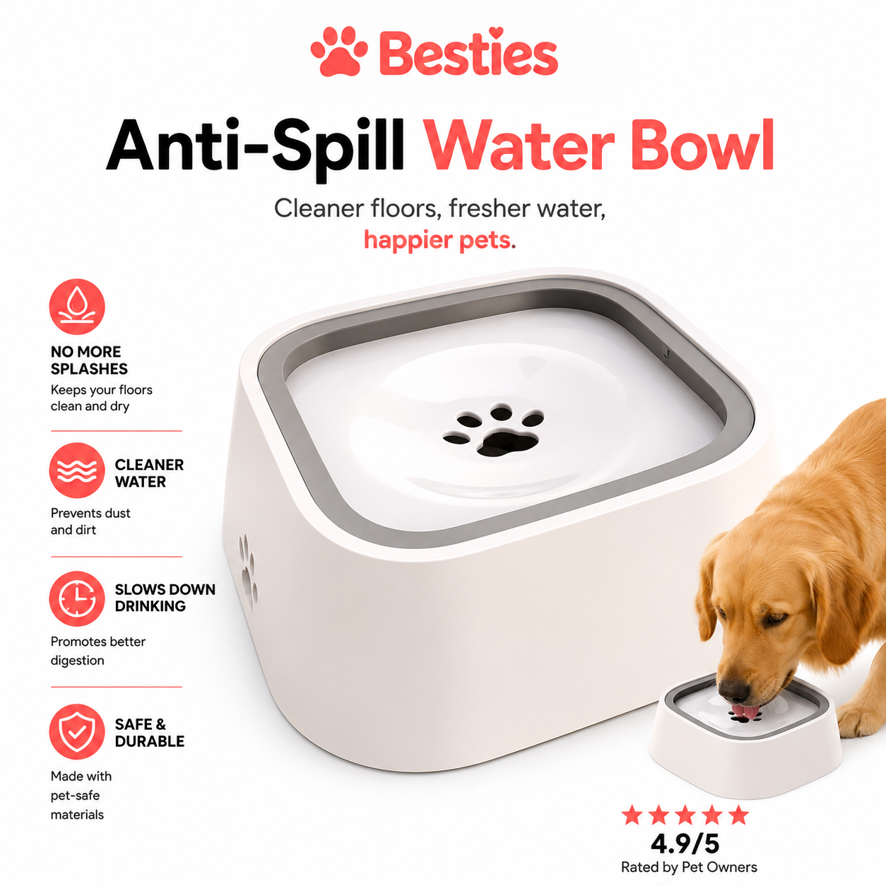 Besties™ Splash-Free Water Bowl